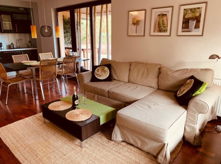 Apartament Bornholm w Willi na Wydmie Salon z jadalnią