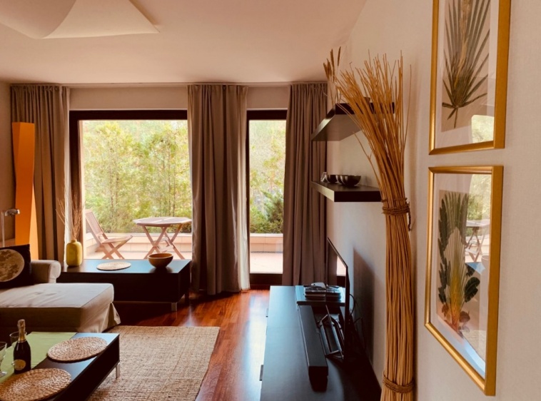 Apartament Bornholm w Willi na Wydmie Salon z jadalnią